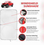 Jeep Windshield Sun Shade | fits Wrangler, Rubicon, Sahara, Gladiator, Sport S, Willys 41, High Altitude - Certified 99% UVA & UVB Lab Tested Interior Protection. Car Window Shades by Kinder Fluff