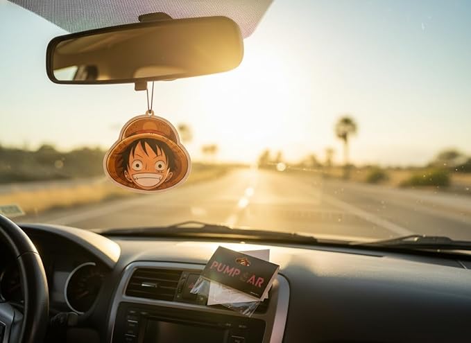 PumpCar 2 pieces Luffy head double-sided hanging cartoon cherry-scented funny car air freshener Cool hanging for rearview mirror Car Interior Accessories Gifts