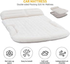 KMZ SUV Air Mattress Thickened and Double-Sided Flocking Travel Camping Bed with 2 Pillows & Pump Dedicated Mobile Cushion Inflatable Bed for SUV Trunk and Rear Seat (Beige and Coffee)