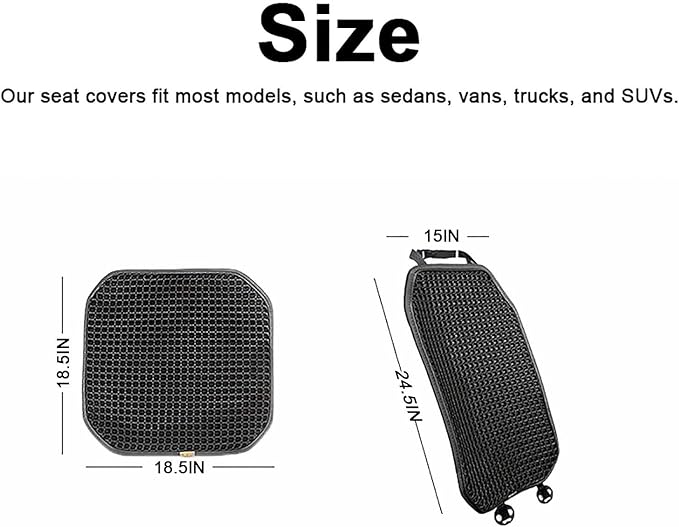 Cooling&Breathable 3D Air Mesh Car Seat Cushion for Summer, Universal Ventilated Comfortable Seat Pad, Suitable for Sedans,Vans,Pickup,Trucks,Suvs (Black-1PcsBackCushion+1PcsSeatPad)