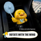 Cute Duck Car Air Fresheners Vent Clips, Outlet Vent Fresheners with Rotating Windmill, Creative Dashboard Trim Clip with 2 Scented Pads, Universal Interior Decoration Accessories (Yellow)