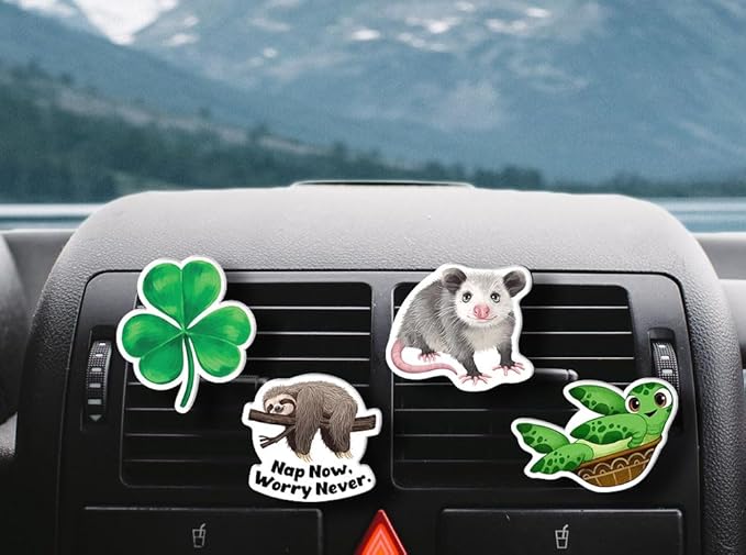 WIRESTER Set of 4 Fresh Scented Car Air Freshener Vent Clip, Decorative Accessories, Interior Decoration for Cars - Dogs, Cats, Animal