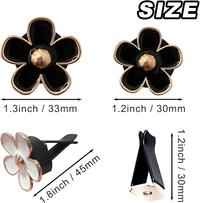 6 Pcs Metal Daisy Air Vent Clips Flower Car Air Freshener Clip Air Conditioning Outlet Clip Bling Charm Car Inter Decor Accessories for Girls Women