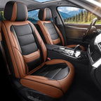Car Seat Covers Custom Fit for Chevrolet/Chevy Sonic 2011-2020 , Premium Faux Leather Waterproof Car Seat Protectors with Lumbar Support, Breathable Anti-Slip Easy to install(Black&Brown,Full set)