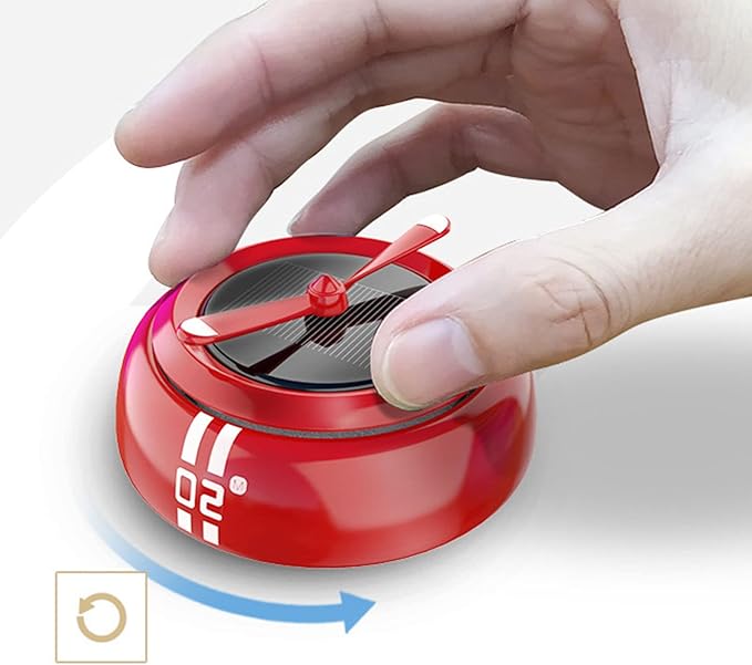 PerGar Car Air Freshener, Solar Energy Rotating Cologne, Autorotation Propeller Design Strong Metal Car Aromatherapy Diffuser Interior Decoration Accessories Diffuser for Vehicle(Red)