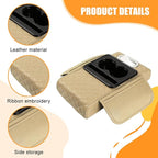Car Armrest Cushion, 5-in-1 Nappa Leather Vehicle Centre Console Cover with 2 Storage Pockets, Cup Phone & Phone Holder, Multifunctional Auto Organiser Accessories, Universal Fit (Beige)