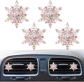 Bling 4Pcs Snowflake Air Vent Clips Car Air Freshener Outlet Clips Bling Rotatable Snowflake Car Vent Decorations Stress Relief Auto Accessories Toy Refillable (Pink)