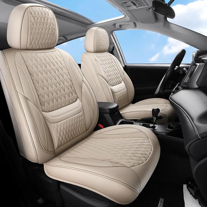 Car Seat Covers Full Set Custom Fit for Chevrolet/Chevy Cobalt 2004-2010 - Premium Faux Leather with Lumbar Support | Breathable, Waterproof, Anti-Slip, Durable (Beige,Full Set)