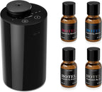 Airversa Waterless Essential Oil Diffuser Starter Kit with 4 x 10mL Hotel Scent Fragrance Oil, Battery Operated Mini Scent Air Machine Portable Diffuser for Home Car Office, AN6Kit-04 Black