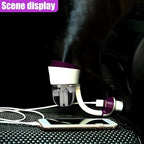 Car Humidifier, Portable Mini Aromatherapy Essential Oil Diffuser, 360-Degree Rotation Cool Mist Humidifier, Vehicle Air Freshener Diffuser with 12V Charging Port for Home Office (Purple)