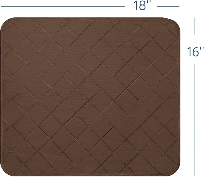 Waterproof Chair Pads for Incontinence, 4 Pack Reusable Seat Protector Pads 18" x 16", Absorbent Wheelchair Pad Covers, Washable Chair Pads for Adults, Kids & Pets - Brown