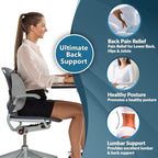 ComfiLife Lumbar Support Back Pillow Office Chair and Car Seat Cushion - Memory Foam with Adjustable Strap and Breathable 3D Mesh (Gray)
