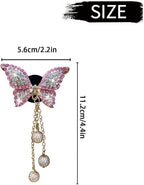 Pink Butterfly Air Vent Clips, 4 Pcs Bling Butterfly Air Fresheners Vents Clips Diamond Car Interior Decor Bling Cute Car Accessories Decoration for Women+ Heart Mask Hook