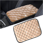 Mandark Bling Car Center Console Cover, Crystal Rhinestone Fluffy Automotive Armrest Seat Box Cushion Pad, Soft Comfortable Diamond Arm Rest Protection Mat, Universal Vehicle Accessories (Beige)