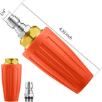 4000 PSI Orange Turbo Nozzle Pressure Washer Tips 1/4" Quick Connect with 7 Power Washer Nozzle Tips Kit Multiple Degrees (0, 15, 25, 40, 65, Rinse1, Soap2) for Car Concrete Brick