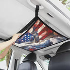 Car Roof Storage Bag USA Flag Eagle Hanging Car Storage Bag All Car Storage Organizers Large Capacity Can Hold Mobile Phone, Wallet
