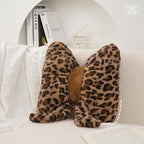LYFJMUS 4 Pack Plush Leopard Print Car Headrest Pillow and Lumbar Support Pillow Soft Bow Car Neck Pillows for Driving Cars Home Decor (Brown Leopard)