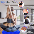 Gel Seat Cushion for Long Sitting, Extra Thick Gel Cushion for Wheelchair Soft Chair Pads Cushions for Office Home Chairs Car Seats Long Trips - Back Sciatica Hip Tailbone Pain Relief Cushion (Blue)