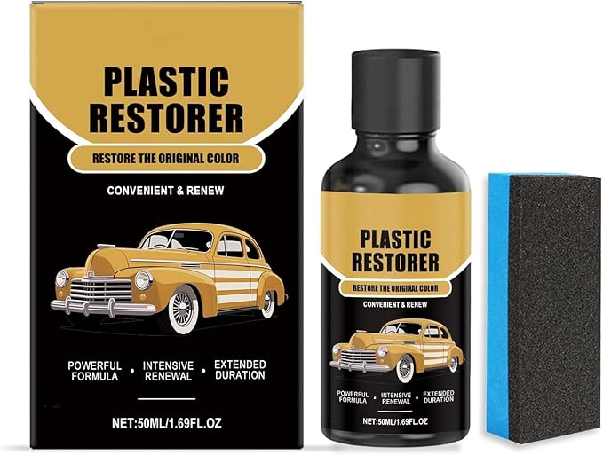 Plastic Restorer for Cars,Ceramic Crystal Coating, Black Trim Restorer,-Restores Faded Plastic & Provides 6-Month UV Protection,Ideal for Car Owners, Exterior Detailing & Trim Care