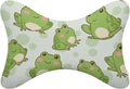 Car Pillow for Neck Pain Relief Support, Compatible with Cute Sitting Frog Memory Foam Car Neck Pillow for Car Seat with Adjustable Strap, 2 Pcs Car Headrest Pillow for Ergonomic Design