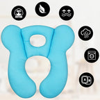 Baby Travel Pillow, Upgrade U-Shape Infant Pillow for Car Seat Pushchair and Stroller, Soft Comfortable Sleep Cushion for Kids Newborn and Toddler -Light Blue