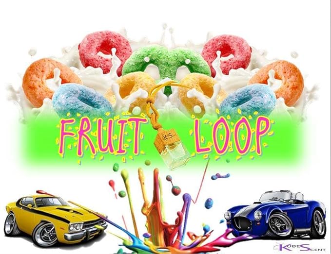 Fruit Loop Inspired Hanging Car Air Freshener, Long Lasting Scent, Strong Air Freshener with Odor Eliminating Technology, Fun and Fruity Touch to Your Car, Premium Car Accessories by KubeScent
