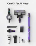 Cordless Vacuum Cleaner, 8-in-1 Cordless Stick Vacuum Cleaner with 3 Suction Modes, Up to 45mins Runtime, Rechargeable, Self-Standing, Vacuum Cleaners for Home Pet Hair Carpet Car Hard Floor, Purple