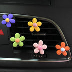 5 Pieces Daisy Flower Air Vent Clips, Cute Colorful Car Air Freshener Clip & Diffuser, Boho SUV Outlet Vent Decorations, Charm Car Inter Decor Accessories for Girls Women