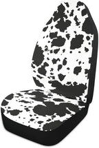 Cow Print Car Seat Covers Set of 2,Rustic Spotted Milk Cow Fur Texture Black Cowhide Universal Auto Front Seat Protector for Women Cute Animal Skin Pattern Car Accessories Fit for Car Truck