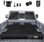 Truck Bed Air Mattress, Full Size Truck Beds, Inflatable Air Mattress Bed with Air Pump 2 Pillows, Carry Bag, Pickup Bed Air Mattress for Chevrolet Silverado, Dodge Ram, Ford, Black