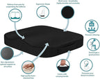 Portable Seat Cushion for Office Soft Memory Foam Seat Cushion Non Slip Bottom with Carry Handle,Washable Cover，Comfortable Coccyx Cushion for Home Office Chair Pad，Car Seat, Wheelchair (Black)