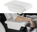 TPARTS Leather Armrest Support Cushion for All Tesla Model Y/3/X/S Tesla Armrest Decor Interior Accessories Memory Foam Console Pillow Elbow Rest Cover Pad (White)