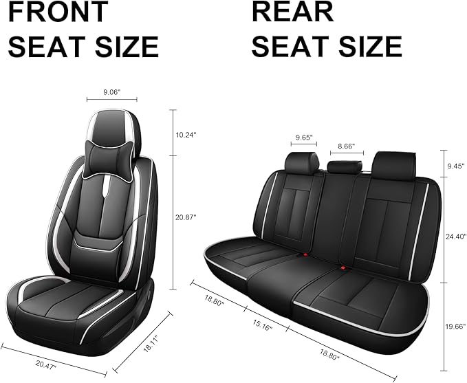 Fit for 98% of Mercedes Benz Car Seat Covers with Headrests, Premium Nappa Leather Seat Cover, Fully Wrapped Protect Modern Style Seat Cover (5-Seat Luxury, Black & White)
