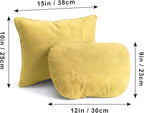 2PCS Car Pillow for Car Neck Pillow for Driving Seat Neck Support Soft Cushion Back Support Head-Rests for Vehicle Sleeping with Elastic Adjustment Strap (Golden, Head and Lumbar)