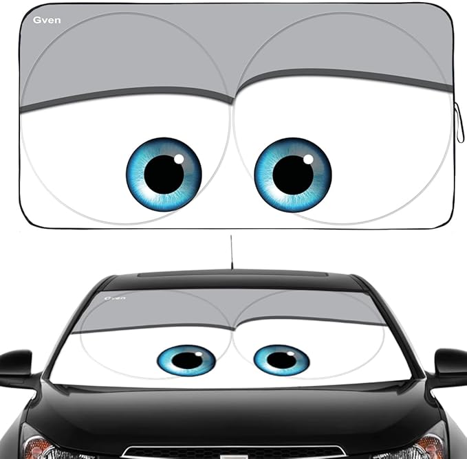 Gven Truck Windshield Sun Shade for Car Windshield Cover Interior Front Window Shades Sun Visor Protector Blocks UV Rays Must-Have Truck Accessories for Pickup, SUV, Sedan, Van, Bonneville (Grey, XL)