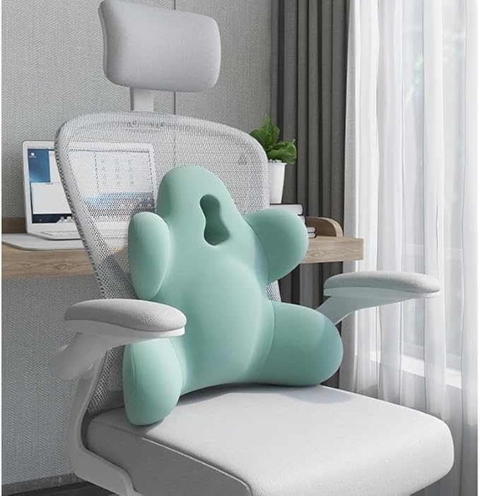 Lumbar Support Pillow for Office Chair, Back Pillow Lumbar Support for Car, Chair, Sofa - Improve Lower Back Pain Relief & Sitting Posture, Memory Foam Back Cushion for Long Sitting (Blue-01)