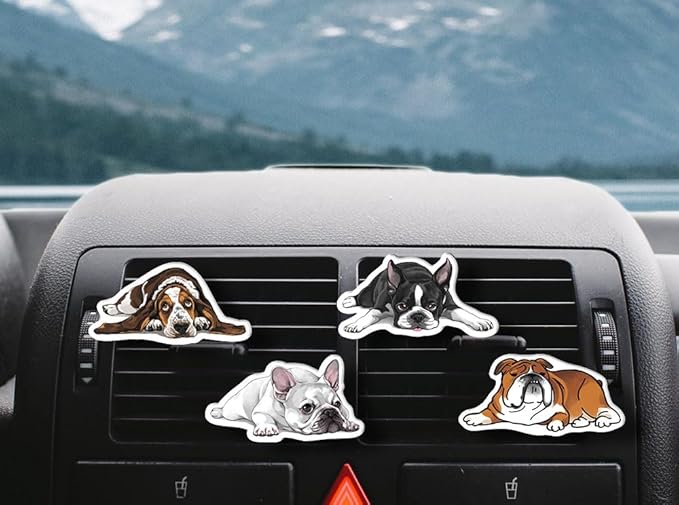 WIRESTER Set of 4 Fresh Scented Car Air Freshener Vent Clip, Decorative Accessories, Interior Decoration for Cars - Dogs, Cats, Animal