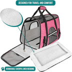 PetAmi Airline Approved Pet Carrier for Cat, Soft Sided Dog Carrier for Small Dog, Cat Travel Supplies Accessories Indoor Cat, Ventilated Pet Carrying Bag Medium Large Kitten Puppy, Small Heather Pink