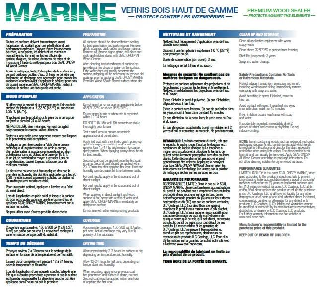 Seal-Once Marine Premium Wood Sealer - Waterproof Sealant - Wood Stain and Sealer in One - 1 Gallon Natural
