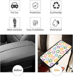 Vintage Groovy Flowers Cute Auto Center Console Cover Pad Car Armrest Seat Box Cover Cushion Universal for Most Vehicle SUV Truck Car Accessories Decor