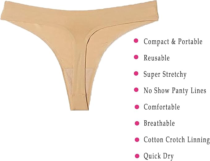 to-Go Panty Kit Includes 4 Items Seamless Thong Underwear Fresh Wipe Pantyliner & Washbag Travel First Period Kit Feminine Hygiene Incontenance Emergency