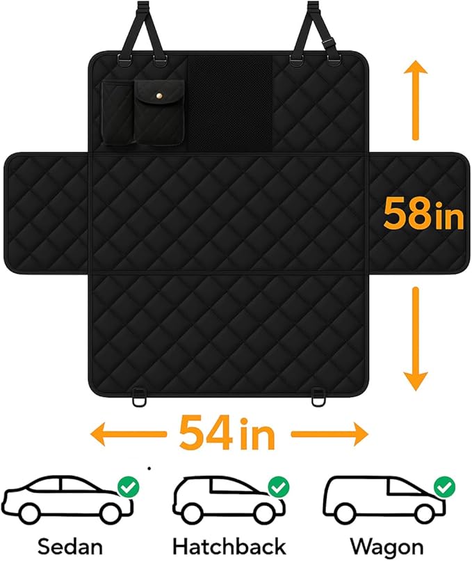 Dog Car Seat Cover for Back Seat with Visual Mesh Window - 100% Waterproof & Scratchproof 600D Oxford Dog Hammock for Car, Truck, SUV - Non-Slip Pet Seat Cover with Side Flaps, Universal Fit