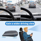 Car Seat Cushion for Long Driving Memory Foam Wedge Leather Cushion for Back Pain & Tailbone Pain Relief Non Slip & Ergonomic Car Seat Pillow Pad, Fit for Most Car Truck Office Chair & Wheelchair