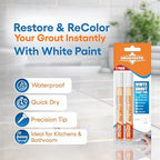 White Grout Paint Pen Tile Grout Colorant & Sealer Marker, Quick-Dry, Ideal for Bathroom, Shower, Kitchen Tiles Restores Grout Lines, 3 Adjustable Tips (2-3 mm) 2 Pack