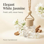 Hanging Car Air Freshener Diffuser, White Jasmine Essential Oil Car Freshener, Rearview Mirror Car Diffuser, Cute Glass Car Accessory for Women, Long Lasting Car Interior Freshener