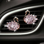 Katutude 2 Pcs Crystal Swan Car Air Vent Clips with Rose Scent, Pink