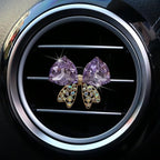 4 Pcs Bling Diamond Crystal Bow Vent Clips Car Interior Air Fresheners Automotive Rhinestone Decoration Adapt for Women and Girl (Purple)