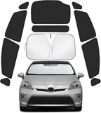 Car Window Shades for Toyota Prius 2010-2015 Accessories (Not Prius C or Prius V) - Full Set 11PCS Side Window Sunshades with Memory Frame & Blackout Fabric, Privacy UV Shield for Camping/Travel