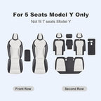 Nappa Leather Car Seat Covers Compatible with 2025–2026 Tesla Model Y Juniper, Black & White Two-Tone Design, Custom Fit Full Set, Airbag Compatible Car Interior Cushion Covers