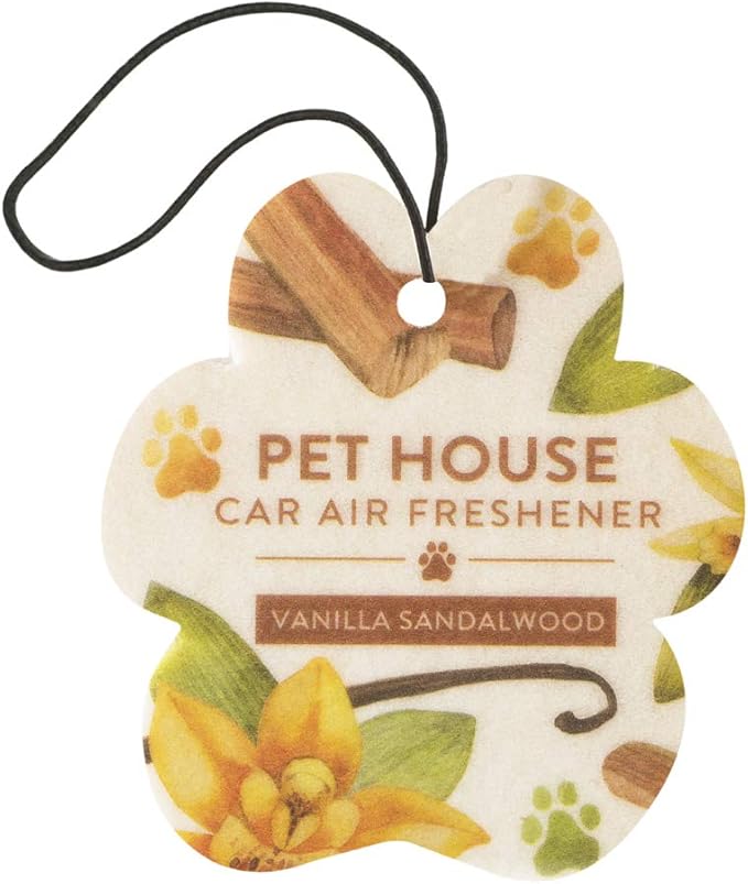 One Fur All Pet House Car Air Freshener - Vanilla Sandalwood Pack of 4 - Non-toxic Car Air Freshener - Pet-Friendly Air Freshener For Small Spaces & Car - Hanging Odor Eliminating Air Freshener